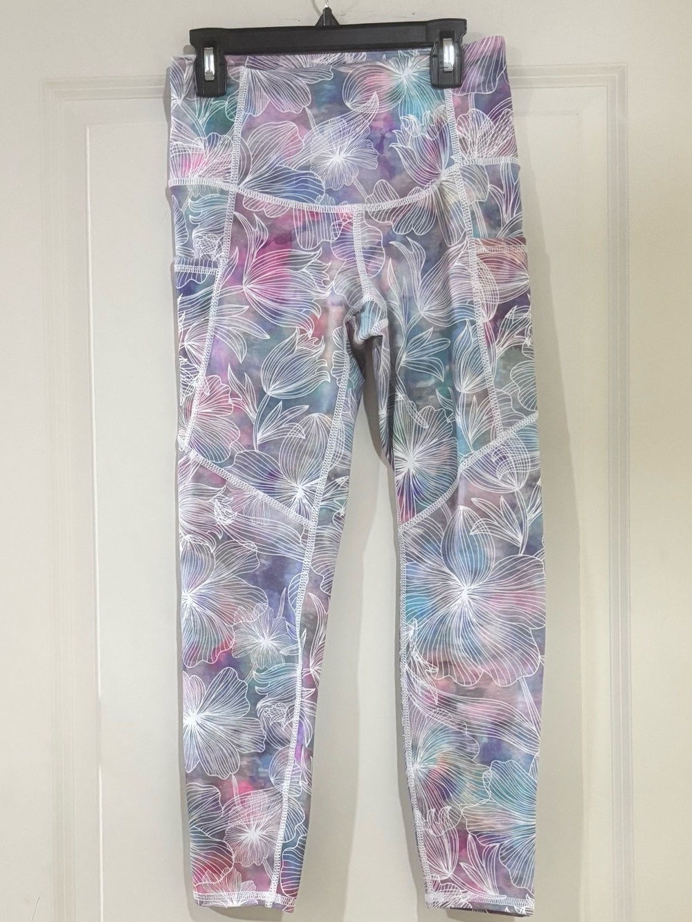 Evolution and Creation Pastel Floral Leggings in Pink, Purple, Blue, Teal